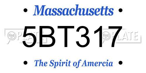 5BT317 Massachusetts License Plate