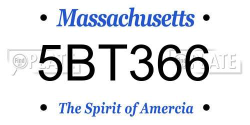 5BT366 Massachusetts License Plate
