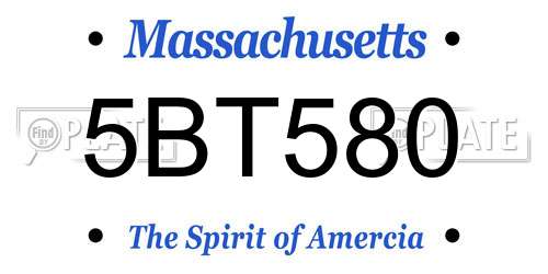 5BT580 Massachusetts License Plate