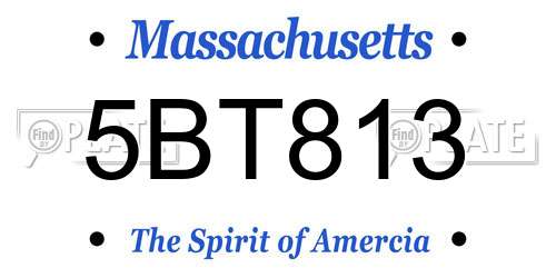 5BT813 Massachusetts License Plate