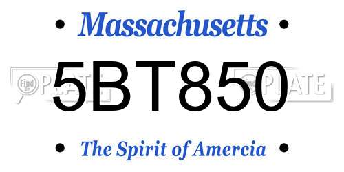 5BT850 Massachusetts License Plate