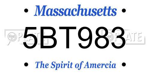 5BT983 Massachusetts License Plate
