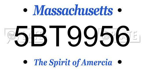 5BT9956 Massachusetts License Plate
