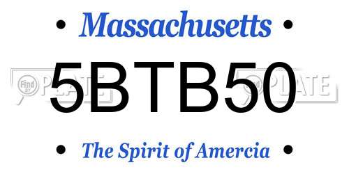 5BTB50 Massachusetts License Plate