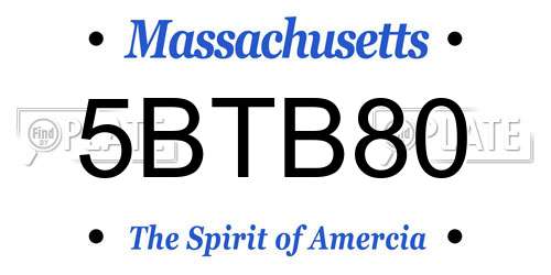 5BTB80 Massachusetts License Plate