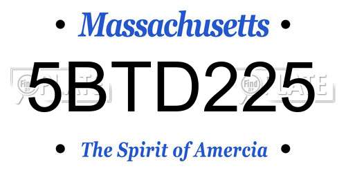 5BTD225 Massachusetts License Plate
