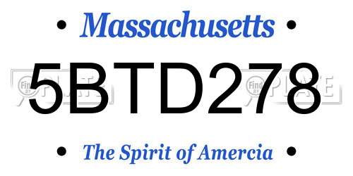5BTD278 Massachusetts License Plate