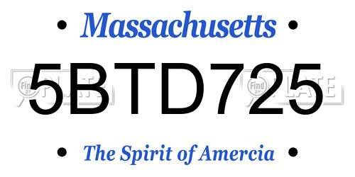 5BTD725 Massachusetts License Plate