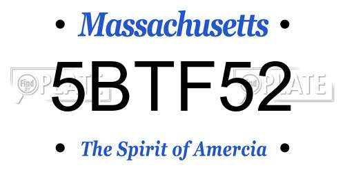 5BTF52 Massachusetts License Plate