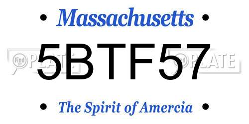 5BTF57 Massachusetts License Plate