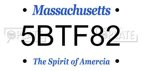 5BTF82 Massachusetts License Plate