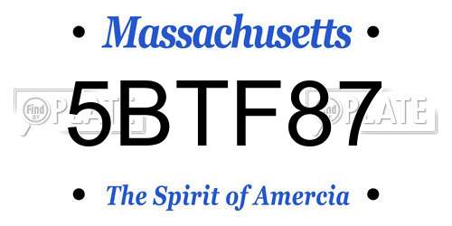 5BTF87 Massachusetts License Plate