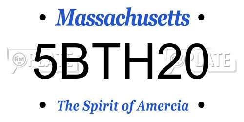 5BTH20 Massachusetts License Plate