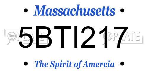 5BTI217 Massachusetts License Plate