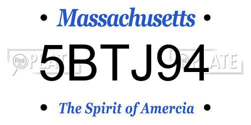 5BTJ94 Massachusetts License Plate