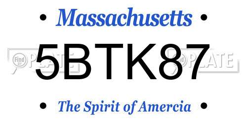 5BTK87 Massachusetts License Plate