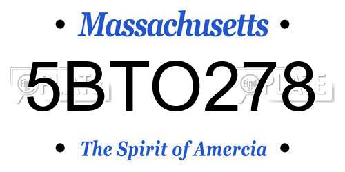5BTO278 Massachusetts License Plate