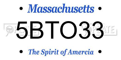 5BTO33 Massachusetts License Plate
