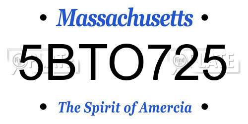 5BTO725 Massachusetts License Plate