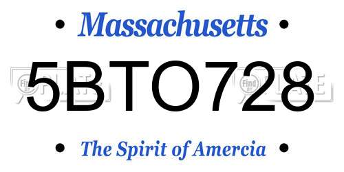 5BTO728 Massachusetts License Plate