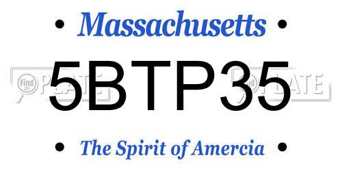 5BTP35 Massachusetts License Plate