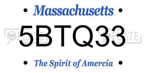 5BTQ33 Massachusetts License Plate