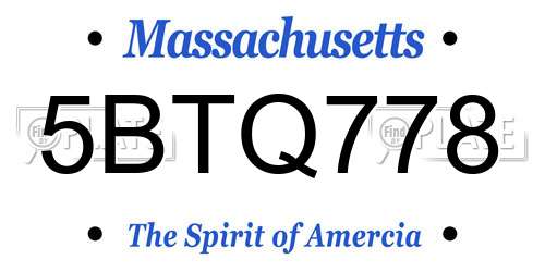 5BTQ778 Massachusetts License Plate