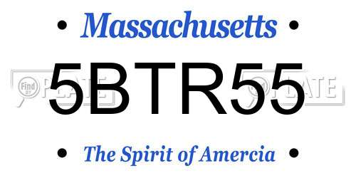 5BTR55 Massachusetts License Plate