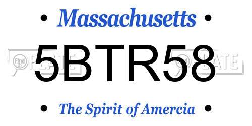 5BTR58 Massachusetts License Plate