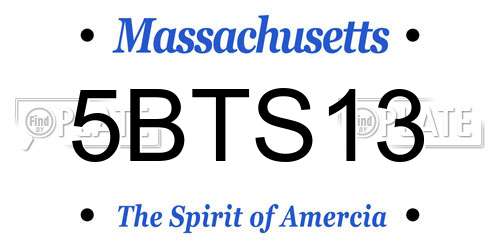 5BTS13 Massachusetts License Plate