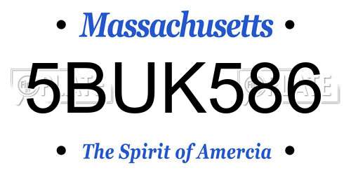5BUK586 Massachusetts License Plate