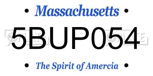 5BUP054 Massachusetts License Plate