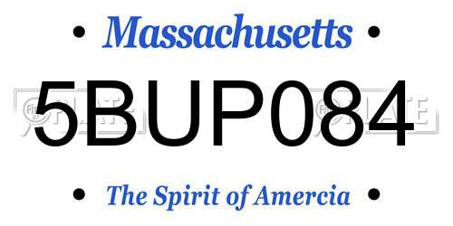 5BUP084 Massachusetts License Plate