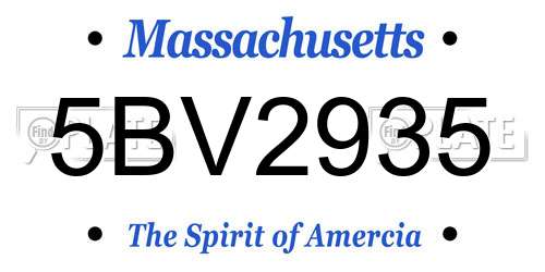 5BV2935 Massachusetts License Plate