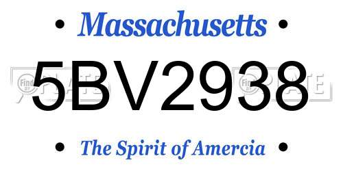 5BV2938 Massachusetts License Plate