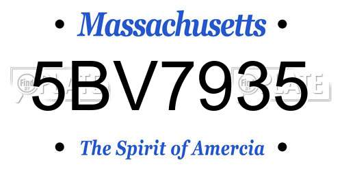 5BV7935 Massachusetts License Plate