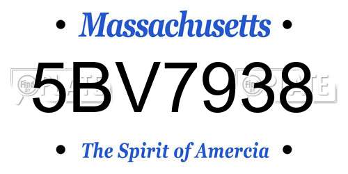 5BV7938 Massachusetts License Plate