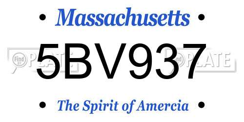 5BV937 Massachusetts License Plate