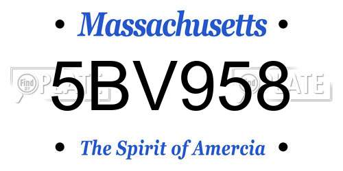 5BV958 Massachusetts License Plate