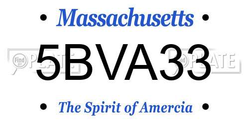 5BVA33 Massachusetts License Plate