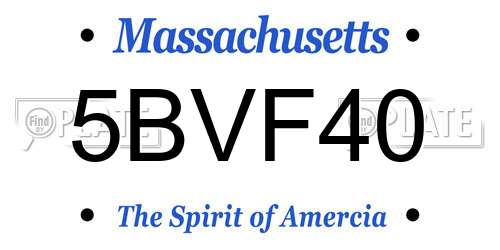 5BVF40 Massachusetts License Plate