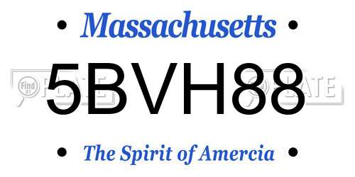 5BVH88 Massachusetts License Plate