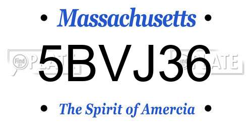 5BVJ36 Massachusetts License Plate