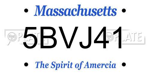 5BVJ41 Massachusetts License Plate