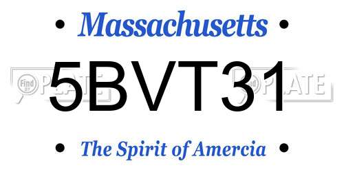 5BVT31 Massachusetts License Plate