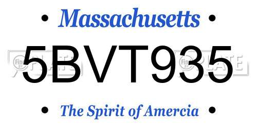 5BVT935 Massachusetts License Plate
