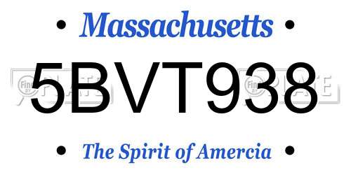 5BVT938 Massachusetts License Plate