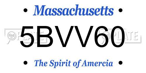 5BVV60 Massachusetts License Plate