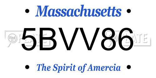 5BVV86 Massachusetts License Plate