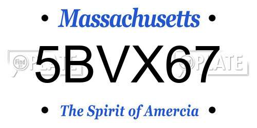 5BVX67 Massachusetts License Plate